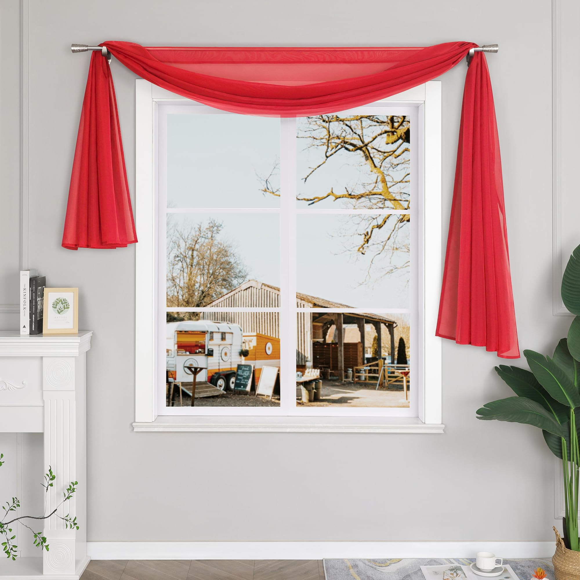 Yujiao Mao Plain Voile Decorative Curtain 140 x 600 cm