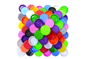 Awgusu Pack of 100 Assorted Colors Plastic Bottle Caps for DIY Craft Scrapbook