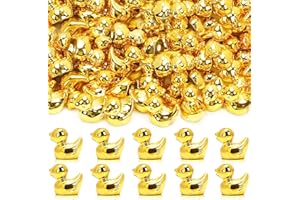 DTOFOOT 80 Pcs Golden Mini Ducks Christmas Mini Gold Tiny Resin Duck Figures Bulk for Christmas DIY Crafts Garden Landscape Home Party Decor