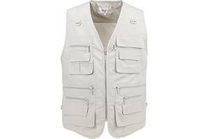 LUSI MADAM Men's Poplin Outdoors Travel Sports Multi-Pockets Work Fishing Vest