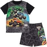 Monster Jam Pullover Pajama Shirt and Shorts Sleep Set Toddler to Little Kid Grave Digger El Toro Loco Megalodon