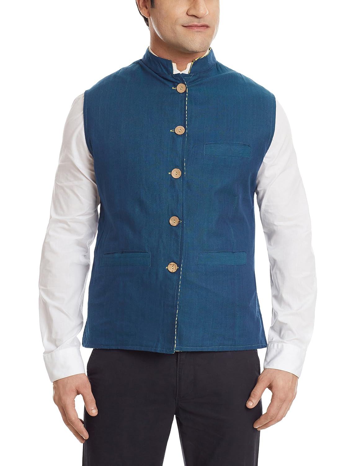 sobre estilo men's banded collar cotton jacket