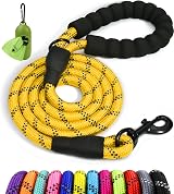 Taglory Rope Dog Lead 1.2 cm 1.8 m Reflective Padded Handle Yellow