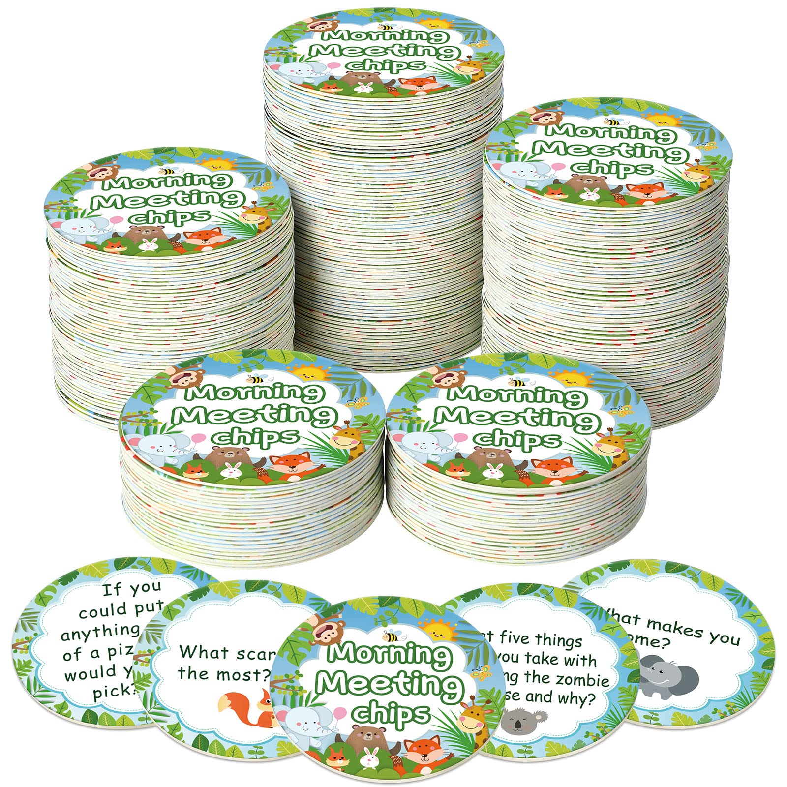 Photo 1 of Geyoga 200 Pieces Morning Meeting Chips for Kids 200 Styles Student Response Cards Social Skill Conversation Starter Cards for Classroom Elementary Improve Communication Conversation