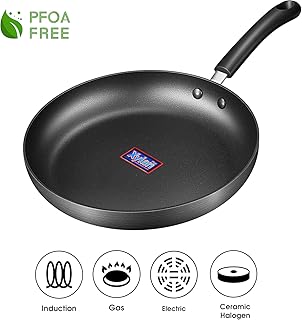 DEIK Pfanne 28 cm aus eloxiertem Alu mit Whitford Antihaftbeschichtung, Bratpfanne induktionsgeeignet, Für ölfreies Braten, PFOA frei