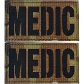 Infrared Reflective Medic Patch, Military Tactical Armband Badges Sticker Gift Emblem Appliques with Hook and Loop Fastener Attach Sew on Patches, 2 Pieces, 3.54 x 1.97 Inch