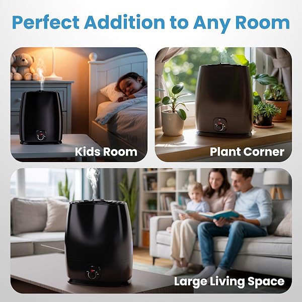 EVERLASTING COMFORT 6L HUMIDIFIERS FOR BEDROOM, QUIET 50HR RUNTIME NO-FILTER SUPERSIZED COOL MIST HUMIDIFIER LARGE ROOM FOR WHOLE HOUSE, PLANTS, BABY NURSERY, ALLERGIES, DRY SKIN, CONGESTION, INDOOR