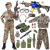 Qivbicy Kids Army Costume for Boys, Solider Boy Dress up, Halloween Costumes for Boys