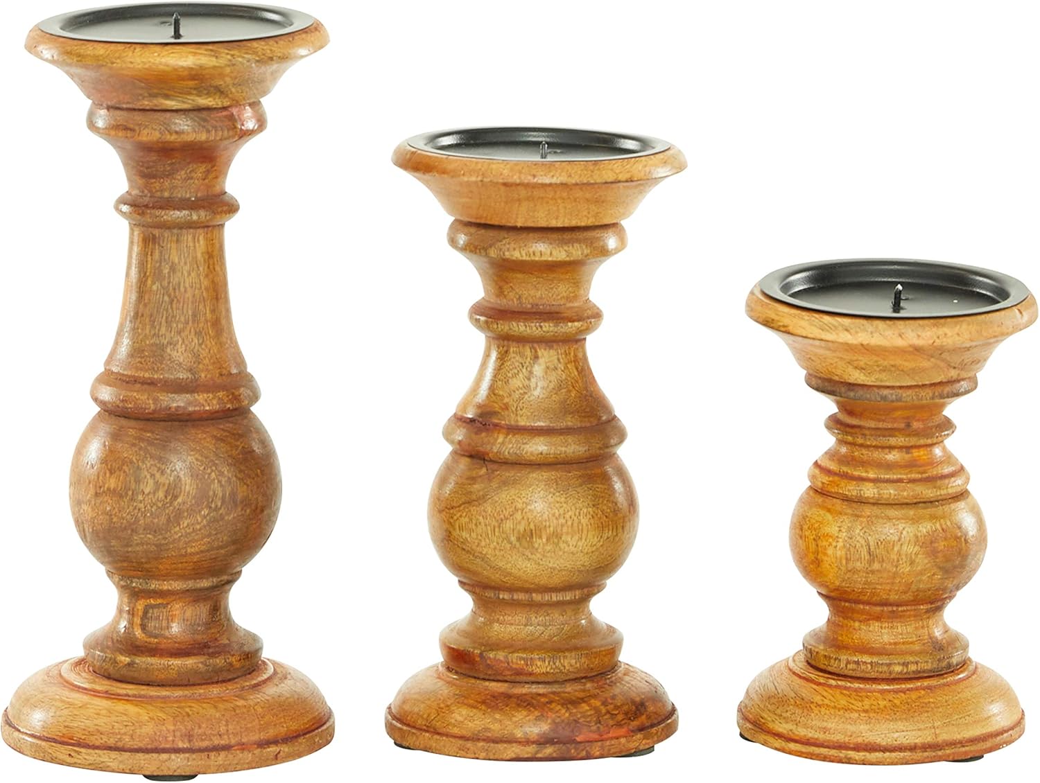 Deco 79 51536 Wood Candle Holder (Set of 3) 10", 8", 6" H: Home & Kitchen