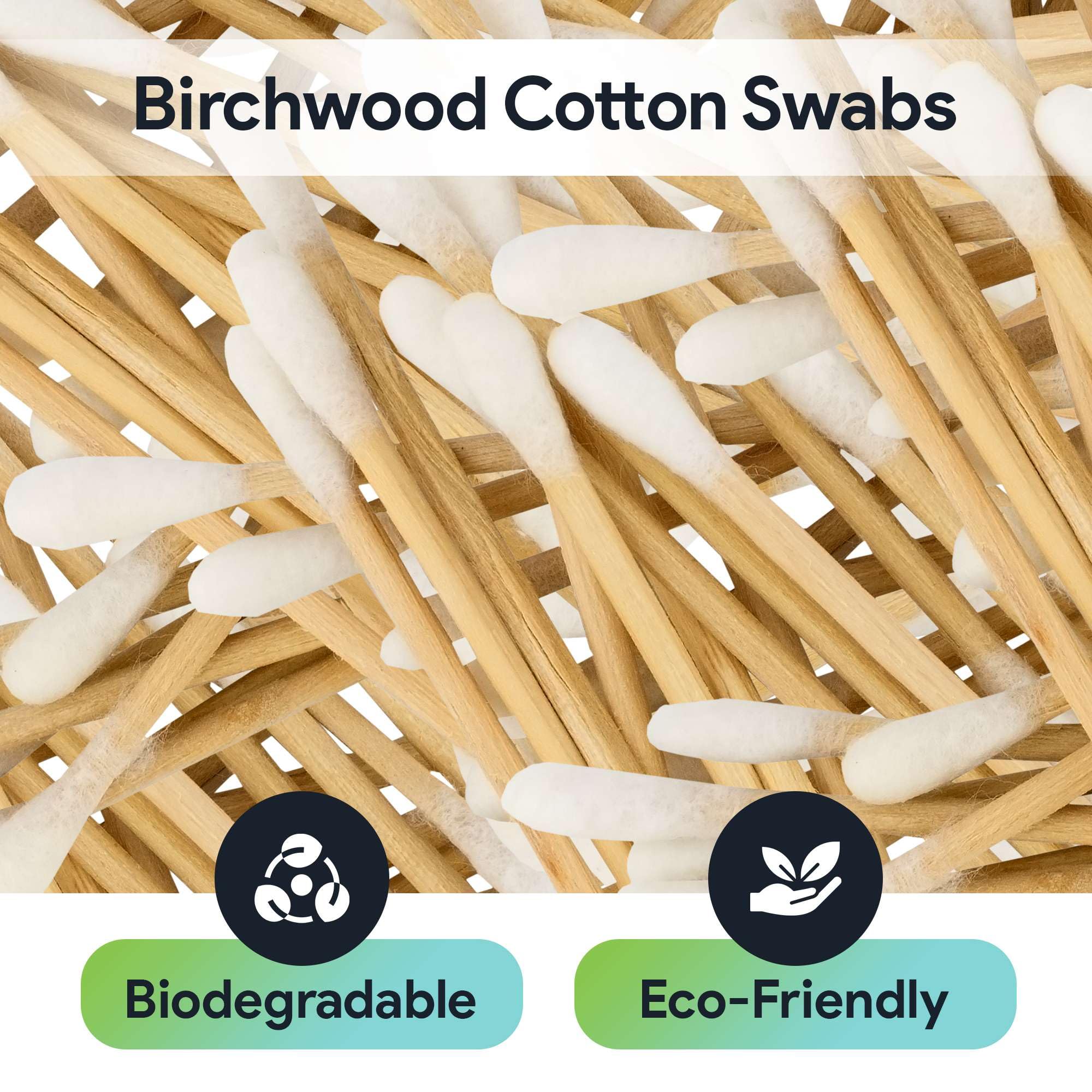 50 Biodegradable Long Cotton Swabs - 8 Inch Cotton Swabs for Ears - Long Q Tips Made From Birchwood and 100% Cotton - Lint Free