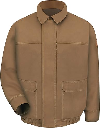 Amazon Com Bulwark Men S 11 Oz Brown Duck Excel Fr Comfortouch Lined Bomber Jacket Industrial Scientific