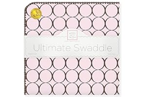 SwaddleDesigns Large Receiving Blanket, Ultimate Swaddle for Baby Boys, Girls, Softest US Cotton Flannel, Best Shower Gift, MADE in USA, Brown Mod Circles on Pink, Mom’s Choice Winner