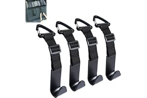 Amooca Headrest Hooks for Car Adjustable 4 Pack Vehicle Seat Back Organizer Storage Hanger Holder for Purse Bags Universal Fit with Clip Black