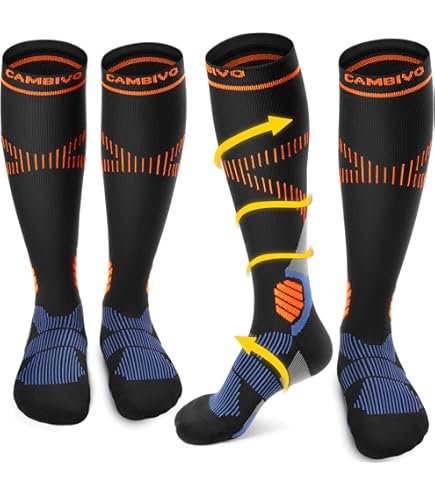 CAMBIVO Compression Socks For Women Men , 20-30 MmHg Knee High Socks, 3 - View #4