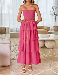 ZESICA Women‘s Summer Boho Strapless Maxi Dress