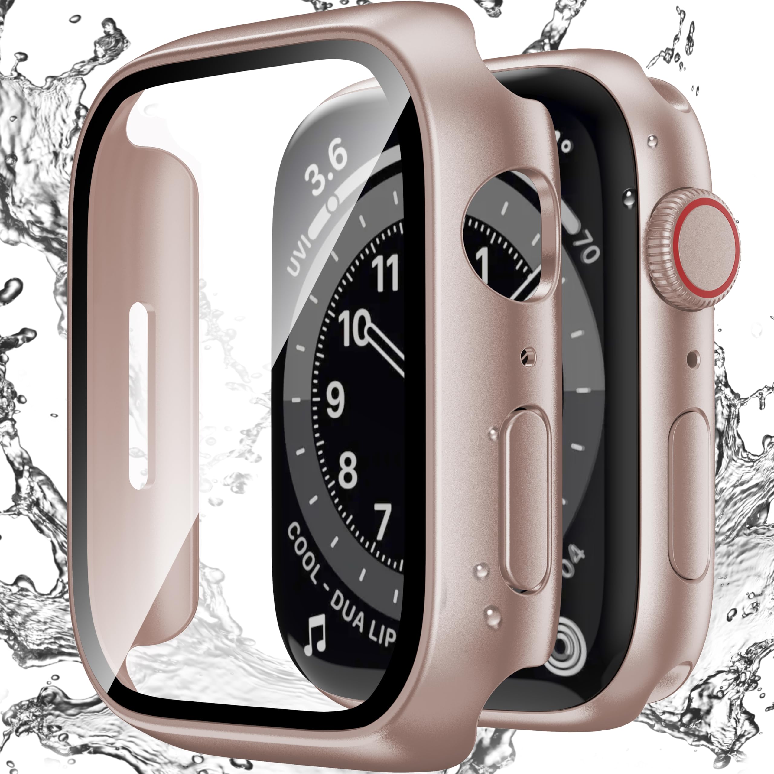 Zumyzu Rugged Waterproof Case for Apple Watch 41mm Series 9 8 7 with Tempered Glass Screen Protector, Durable Hard PC Bumper Protective Face Cover for iWatch 41 mm Yellow
