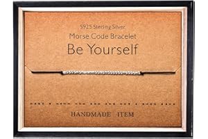 KGBNCIE Morse Code Bracelet for Women Sterling Silver Beads on Silk Cord Secret Message Fuck Friendship Inspirational Encouragement Bracelet Gift for Her