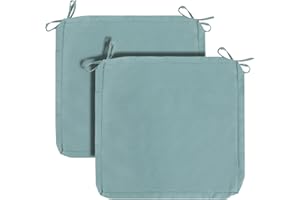FUNHOME 2 Pack Outdoor Cushion Slipcovers 24" x 24" x 4" Waterproof Patio Chair Seat Cushion Covers with Zipper and Tie, Replacement Cover Only(Aqua Leala)