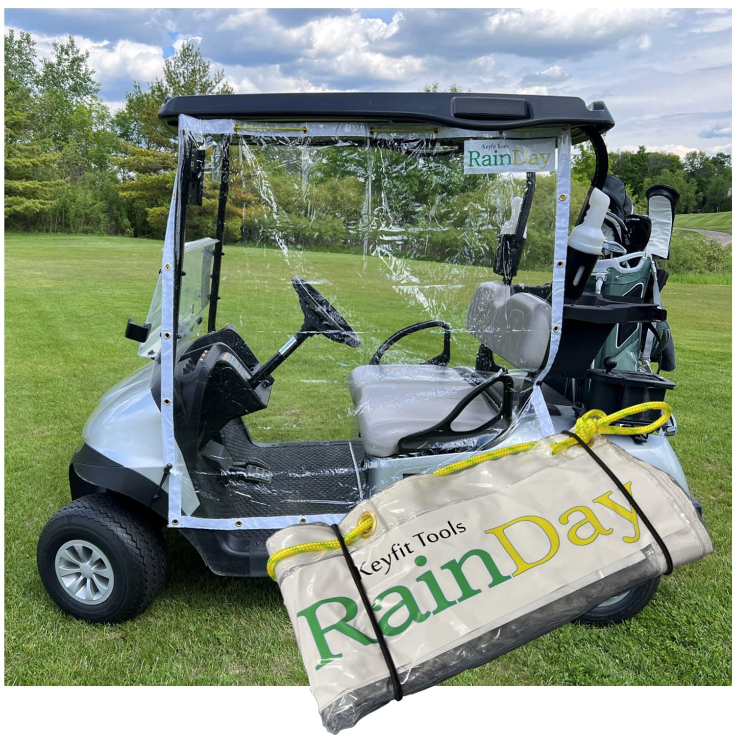 Photo 1 of 1 DOOR PANEL ONLY***      Keyfit Tools RainDay Golf Cart Rain Cover Side Panel Door Shield ~ Fast Easy On & Off ~ Portable Storable for Use On Golf Carts Fold Away Roll Up Driver Or Passenger Side Rain Wind Blocker Curtain