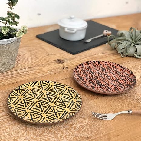 Amazon お皿 プレート イエロー Mora 素焼き テラコッタ ポルトガル 南米系 南欧 Maria オリジナル 皿 食器 かわいい 可愛い おしゃれ お洒落 インスタ映え 食器 グラス カトラリー オンライン通販