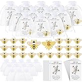 100 Sets Honey Bee Lapel Pins Bulk Cute Badge Pins Fall Party Favor for Students Teachers Inspirational Brooch Pin with Cards Organza Bags for Bee Party Supplies Favors