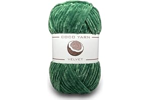 COCO YARN Velvet Yarn for Crocheting – CocoYarn - Chenille Chunky Yarn for Hand Knitting, Fluffy Soft Plush Jumbo Amigurum Super Bulky Baby Blanket Yarn for Crochet Size 6 100g (131yds) ((Green-60))