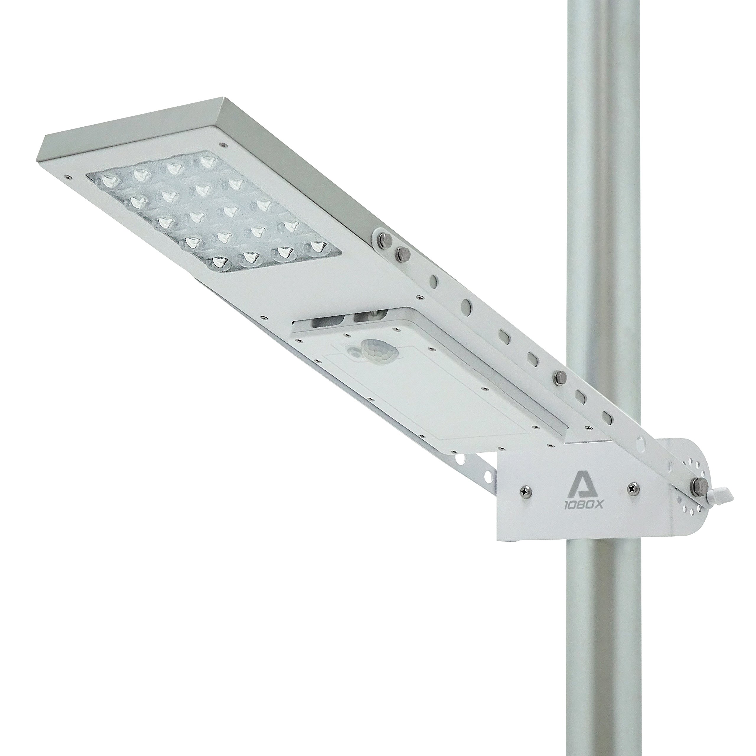 Alpha 1080X Street Light, 3-Way Setting, Lithium Battery, Adjustable Mounting Bracket for Optimum Sunlight Exposure, Fit Max Pole Diameter 3"