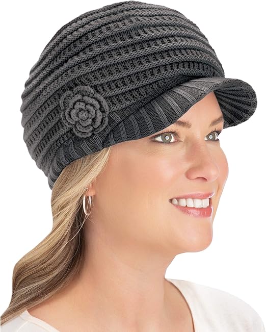 womens winter hat with flower