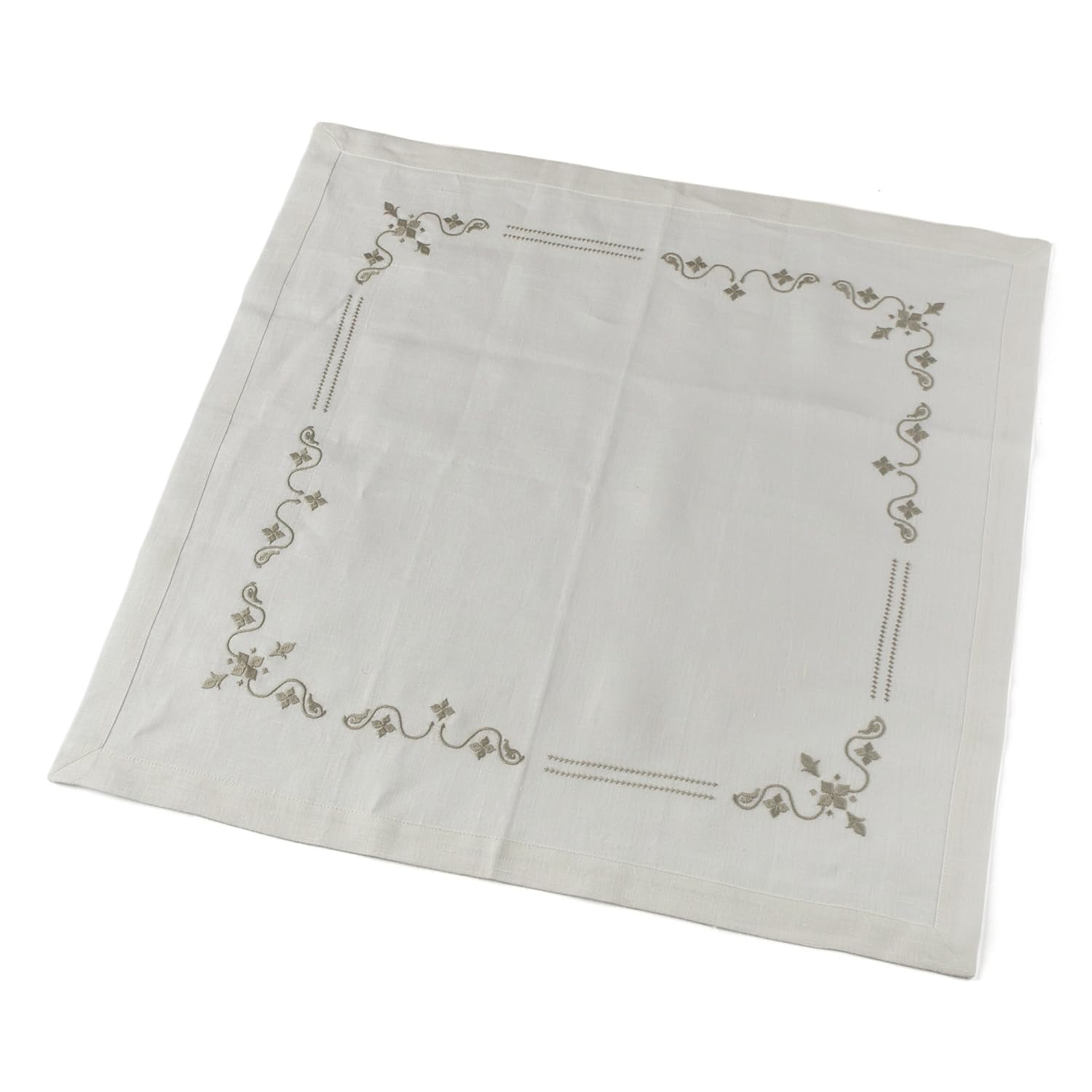 Small Embroidered Square Tablecloth Topper —26x26 or 35x35