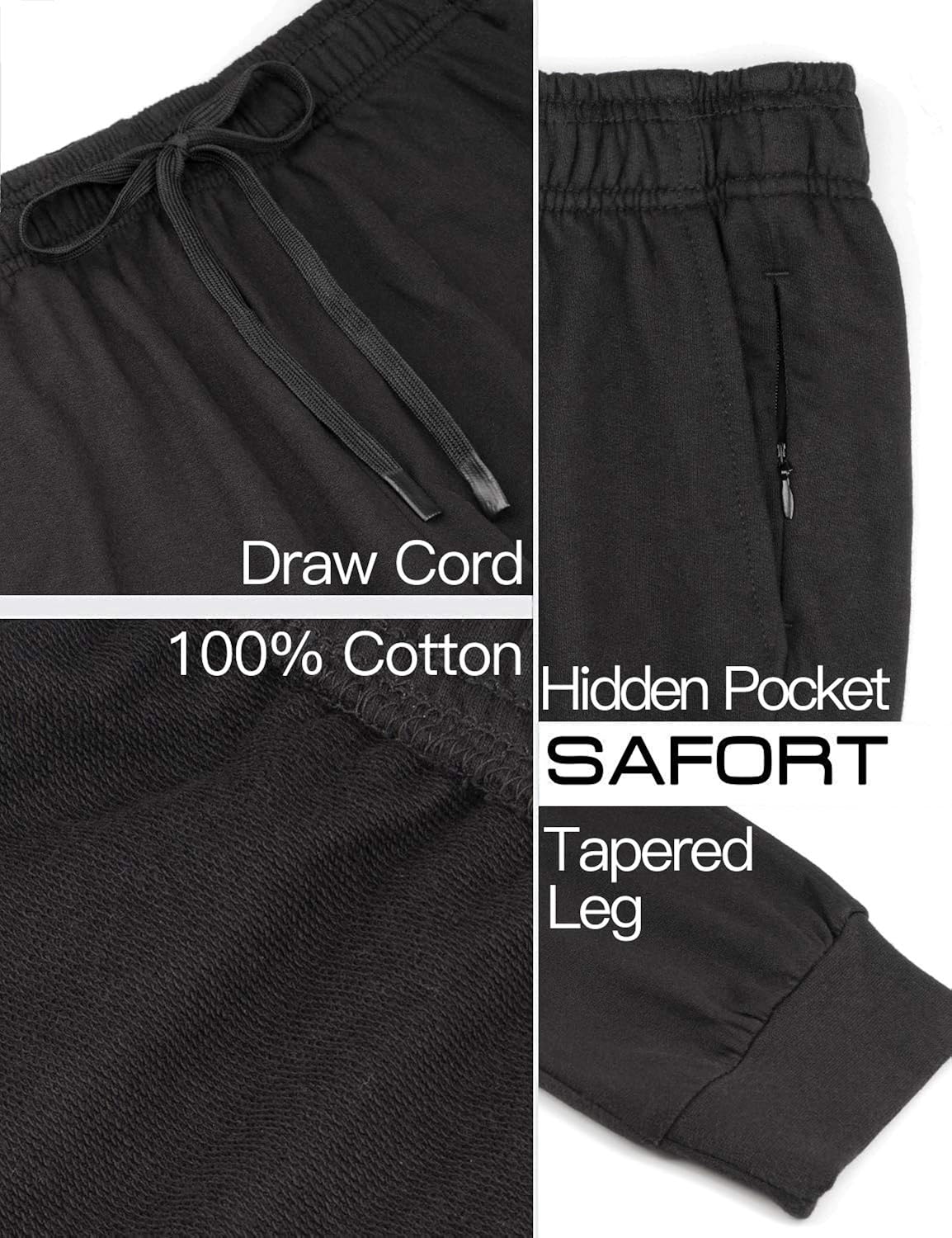Safort 28" 31" 34" Inseam Regular Tall 100% Cotton Sweatpants Joggers 3 Pockets at  Women’s Clothing store