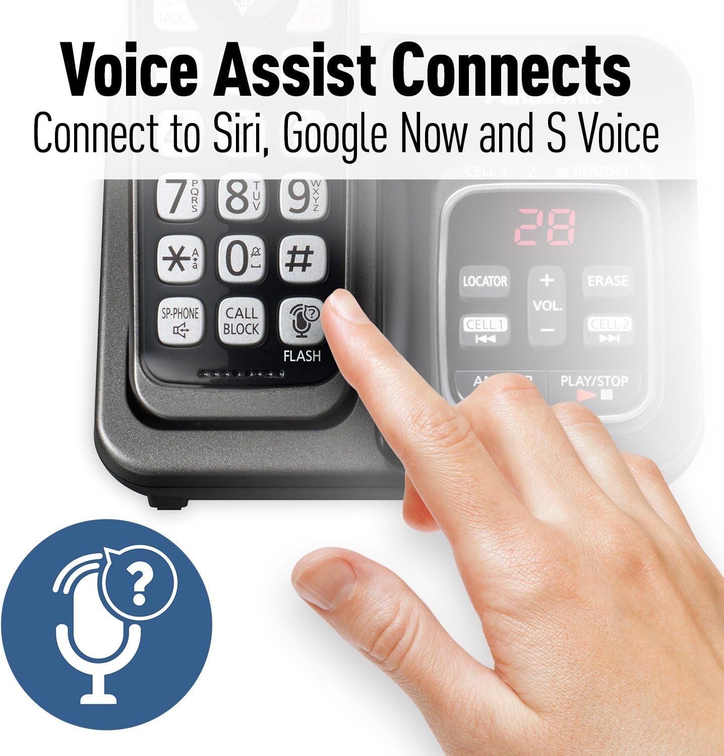 PANASONIC Expandable Cordless Phone System with Link2Cell Bluetooth, Voice Assistant, Answering Machine and Call Blocking - 4 Cordless Handsets - KX-TGD564M (Metallic Black) : Electronics