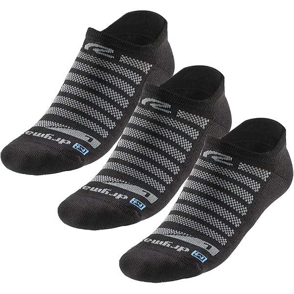 R-Gear Drymax Lot De 3 Paires De Chaussettes De Course Invisibles Pour Homme Et Femme | Respirantes, Contrôle De L'humidité Et Anti-ampoules, Coussin Noir/moyen