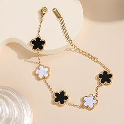 TICVSS Four Leaf Clover Bracelet for Women 18K Gold
