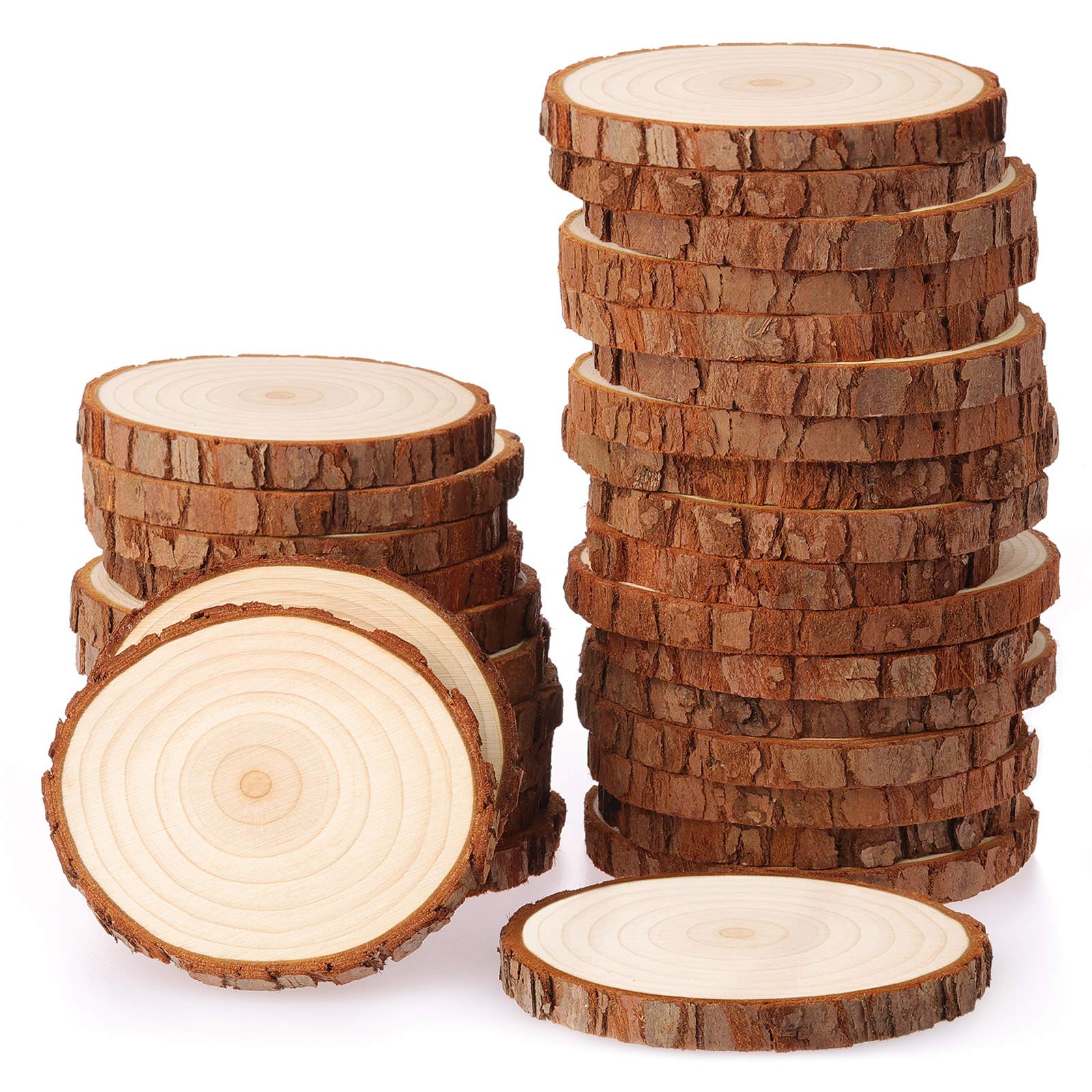 Fuyit Wood Slices 30 Pcs 6-7cm NO Hole Natural Unfinished Log Wooden Circles for Art Creation DIY Crafts Wedding Decorations Christmas Ornaments