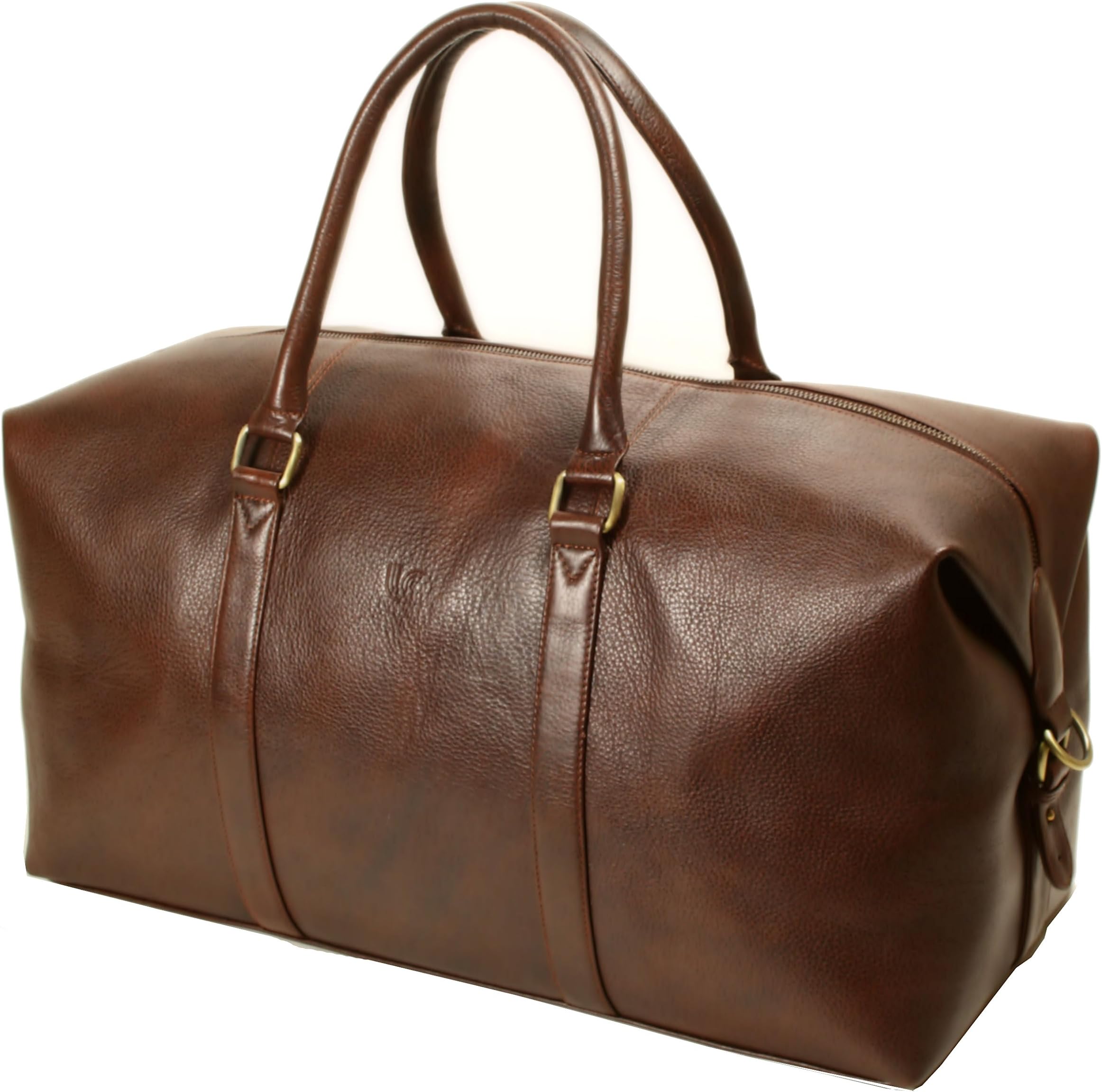 LeftOver Studio Expandable Weekend Overnight Travel Duffel Bag in Brown Top Grain Cow Leather