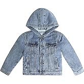 KIDSCOOL SPACE Boys Denim Jacket,Little Big Kids Simple Design Hooded Jean Coat