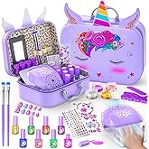 Kids Nail Polish Set for Girls, Non-Toxic All-in-One Nail Art Kit with Nail Dryer and Peelable Nail Polish, Ideal Gift Toys for Girls Age 3-12