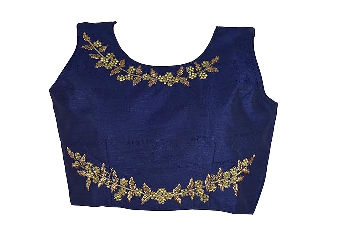 Women Malbari Silk stitched readymade Padded Blouse free size with sleeves for Saree Lahna