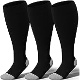 LEVSOX Plus Size Compression Socks for Women Men Wide Calf Extra Large 15-20 mmHg Knee High Sock for Nurses Pregnant Travel