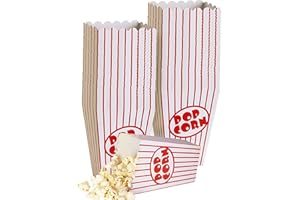 Kedudes 20-Pack Movie Night Popcorn Boxes for Party - 26oz Large Paper Snack Buckets - Movie Theme Party Decorations, Event Favors, Container, Carnival and Cinema Night Supplies - Red/White, 6"x2.75"
