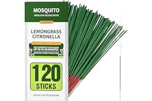ELMEPLH Mosquito Repellent Incense Sticks 120 Pieces per Box - Citronella Incense Sticks or Outdoor Patio/Citronella Oil/Lemongrass and Rosemary Oil/Made with Natural Based Essential