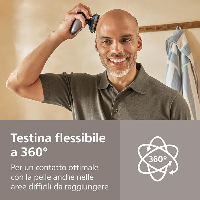 Head Shaver Pro Serie 7000- Rasoio per uomo e donna, testina flessibile a 360° e lame ComfortCut per una rasatura pulita e delicata sulla pelle, modello HS7980/15