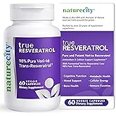 NatureCity TrueResveratrol – Resveratrol Supplement & Anti-Aging Support with 75mg Trans-Resveratrol (98% Pure Veri-te) for Heart, Immune, Bone & Cognitive Health | 60 Veggie Capsules