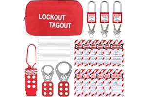 BULANGDI Lockout Tagout Kit Electrical-Group Lockout Hasps,Tags,Padlocks,Nylon Ties with Pocket Bag,Lock Out Industrial Tools 2 Key Per Lock for Facotory Protect Safe Electrical Lockout Red Kit(42pcs