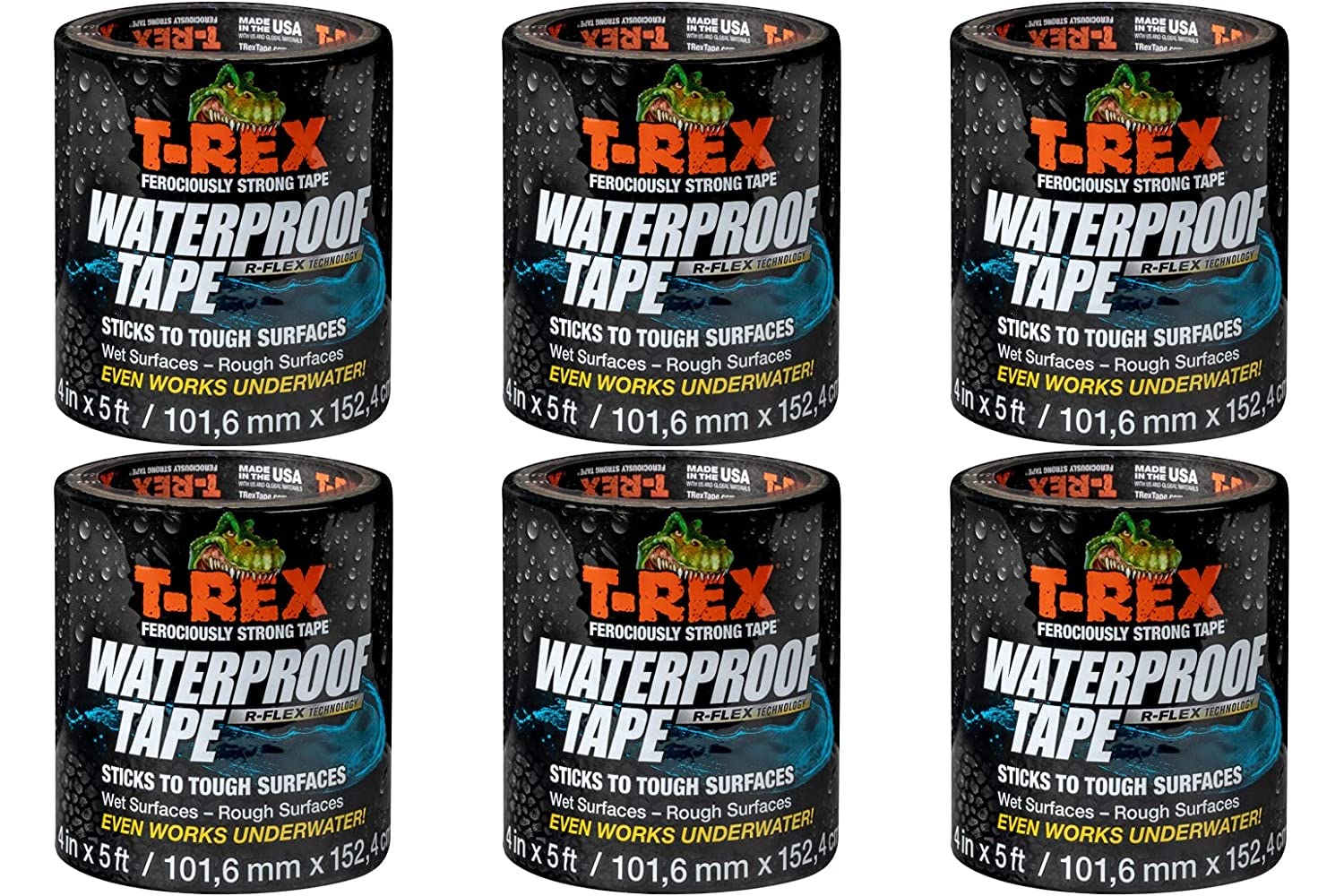 T-REX Tape Waterproof Tape 101mm x 1.52cm, Pack of 6 — image 1