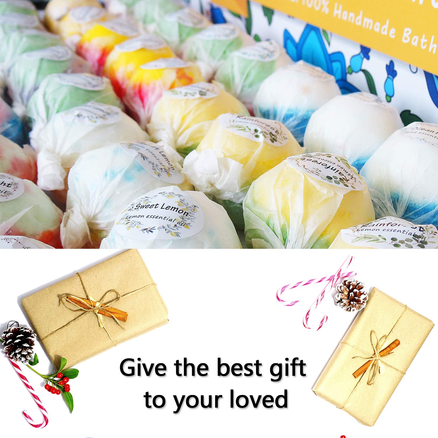 Bath Bombs Gift Set, 50 Handmade Bulk Bath Bombs for Kids, Women, Men, Wonderful Fizz Effect Bath Gift for Valentine's Day, Christmas & Any Anniversaries