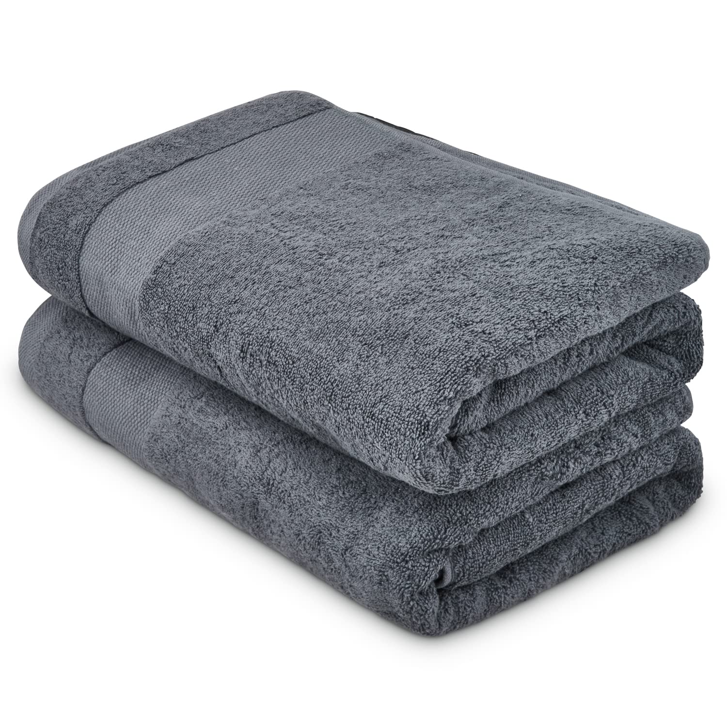 ATEN Homeware Supreme Egyptian Cotton Bath Towel Set – 2 Piece Set with 2 Extra Large Bath Towels 70 x 140 cm, Ultra Soft, Highly Absorbent, OEKO-TEX Certified, Made in Egypt - (Steel Grey)