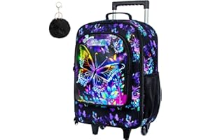 TXHVO Kids Suitcase for Girls, 18" Carry on Luggage With Wheels, Butterfly Suitcases for Toddler Children(Black)