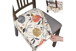 NIBESSER Dining Chair Seat Covers Set of 4,Stretch Soft Removable Washable Chairs Covers for Dining Room, Seat Cushion Slipcovers Protector for Kitchen Armless Chairs (No Rear,Orange Flower)