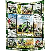 Tractor Blanket Farm Harvester Blankets,Just A Boy Who Loves Tractors Flannel Blanket Gifts for Girls Boys,Soft Warm Lightweight Blanket for Room Decor, 40"x50"for Kids/Child
